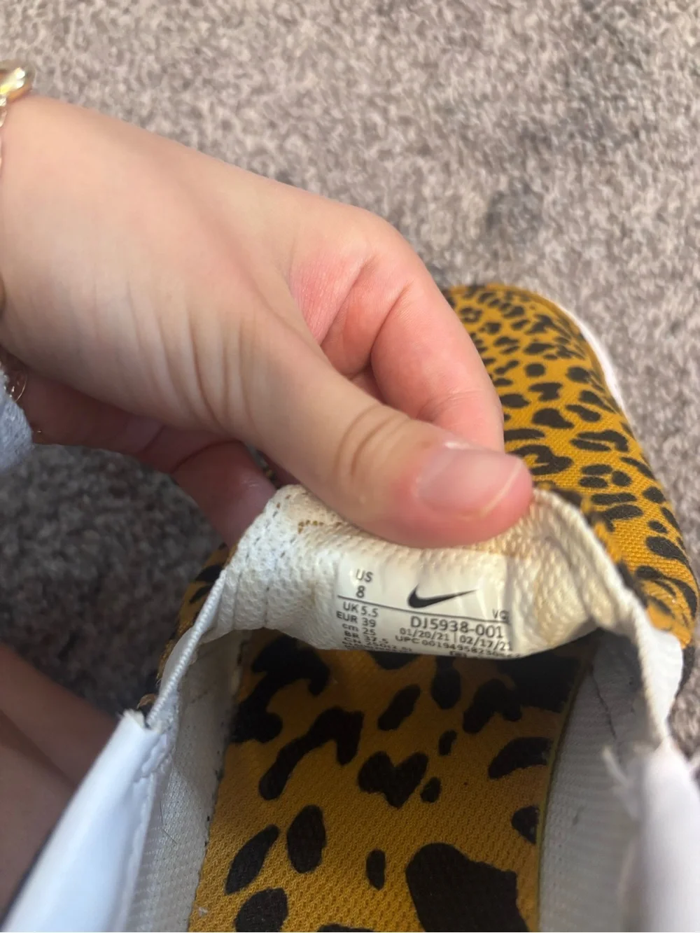 Nike Women's Slip-On Sneakers in Yellow Leopard Print and Black